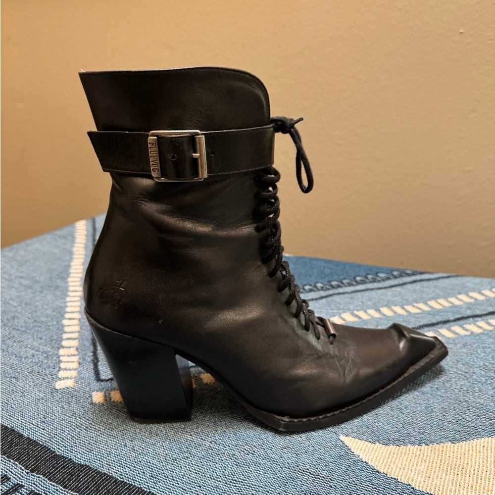 John Fluevog Swordfish Hi Cubist Cupcake Lace-up Ankle Boots - Picture 5 of 11